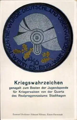 Ak Stadthagen in Niedersachsen, Kriegswahrzeichen, Nagelung der Quarta des Realprogymnasiums