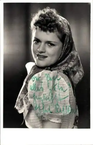 Foto Ak Schauspielerin Ethel Reschke, Portrait, Autogramm, Kopftuch