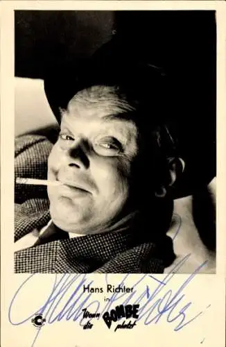 Ak Schauspieler Hans Richter, Portrait, Wenn die Bombe platzt, Autogramm, Zigarette