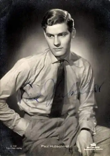 Ak Schauspieler Paul Hubschmid, Portrait, Krawatte. Autogramm