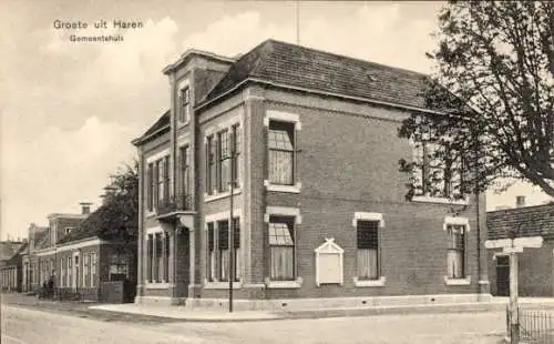 Ak Haren Groningen Niederlande, Rathaus