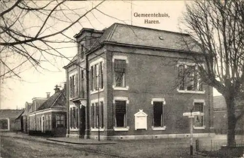 Ak Haren Groningen Niederlande, Rathaus