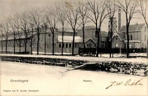 Ak Groningen Niederlande, Schlachthof