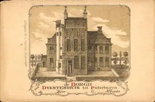 Ak Pieterburen Groningen Niederlande, De Borgh Dyksterhuis, Anno 1782