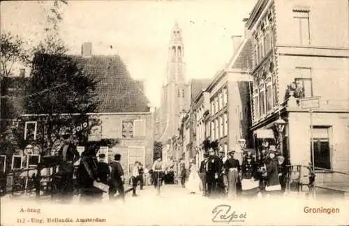 Ak Groningen Niederlande, A-Brücke