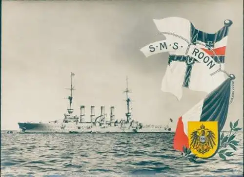 Ak Deutsches Kriegsschiff SMS Roon, Großer Kreuzer, Kaiserliche Marine, Gebr. Lempe Kiel