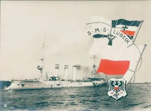 Ak Deutsches Kriegsschiff SMS Lübeck, Kleiner Kreuzer, Kaiserliche Marine, Gebr. Lempe Kiel