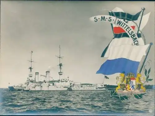 Ak Deutsches Kriegsschiff SMS Wittelsbach, Linienschiff, Kaiserliche Marine, Gebr. Lempe Kiel