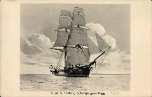 Ak Deutsches Kriegsschiff, SMS Undine, Schiffsjungen Brigg, Kaiserliche Marine