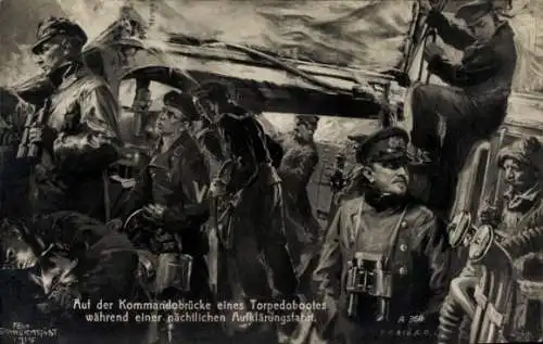 Künstler Ak Schwormstädt, F., Deutsches Kriegsschiff, Torpedoboot, Kommandobrücke, Aufklärungsfahrt