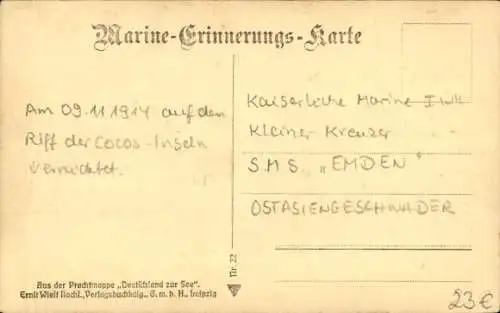 Ak Deutsches Kriegsschiff, SMS Emden, Kleiner Keuzer, Kaiserliche Marine