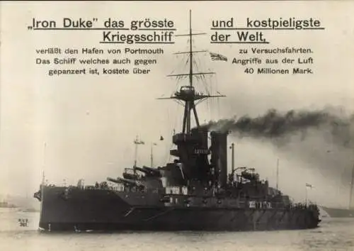 Ak Britisches Kriegsschiff, HMS Iron Duke, Schlachtschiff, Royal Navy