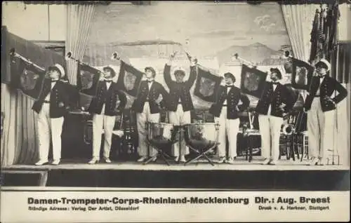 Foto Ak Damen-Trompeter-Corps-Rheinland-Mecklenburg, Direktor August Breest
