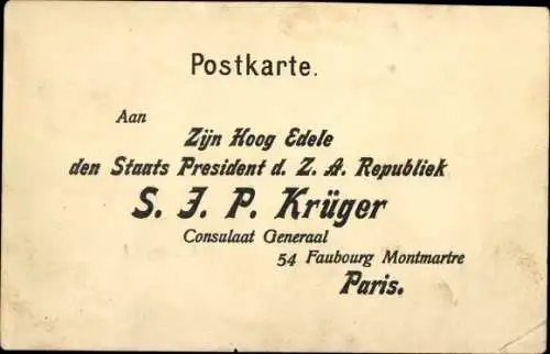 Künstler Ak Das Unrecht zwang das Recht in Bande, Geschichte Südafrika, Buren, Ohm Kruger