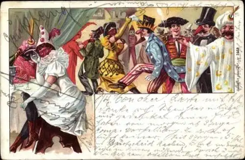 Litho Karneval, Personen in Faschingskostümen