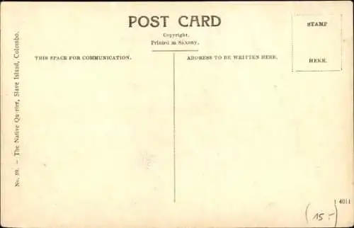 Ak Colombo Ceylon Sri Lanka, Native Quartier, Sklaveninsel