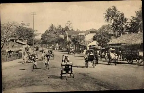 Ak Colombo Ceylon Sri Lanka, Straßenpartie, Rikschafahrer