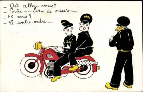 Ak Soldaten auf einem Motorrad