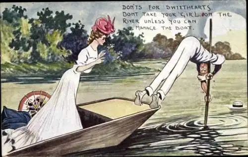 Ak Don'ts for sweethearts, don't take your girl on the river unless you can manage the boat