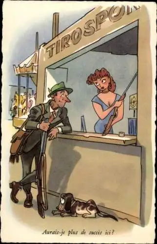 Ak Jäger an der Schießbude, Jahrmarkt