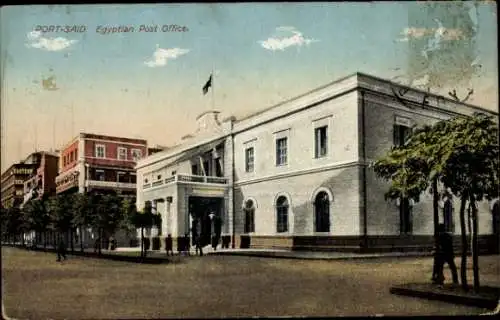 Ak Port Said Ägypten, Blick aufs Egyptian Post Office