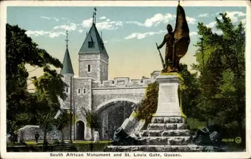 Ak Quebec Kanada, Südafrikanisches Denkmal und St. Louis Gate