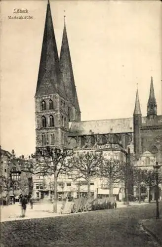 Ak Lübeck in Schleswig Holstein, Marienkirche