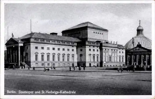 Ak Berlin, Staatsoper, St Hedwigs Kathedrale, Bebelplatz