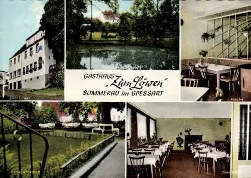 Ak Sommerau Eschau im Spessart, Gasthaus Zum Löwen, Innenräume, Teich