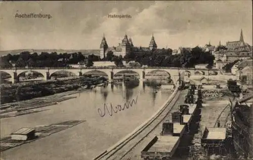 Ak Aschaffenburg Unterfranken Bayern, Hafen