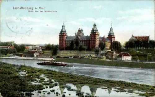 Ak Aschaffenburg Unterfranken Bayern, Blick von der Mainbrücke