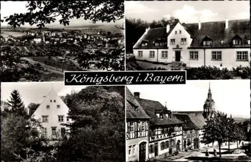 Ak Königsberg in Bayern Unterfranken, Gesamtansicht, Jugendherberge, Fachwerkhäuser