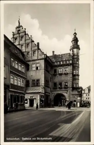 Ak Schweinfurt in Unterfranken Bayern, Rathaus mit Rückertstraße