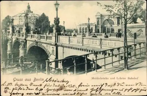 Ak Berlin Mitte, Moltkebrücke, Lehrter Bahnhof