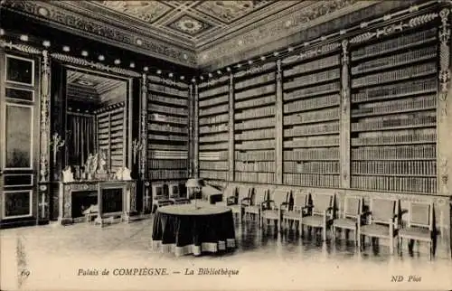 Ak Compiègne Oise, Palais, Bibliothek