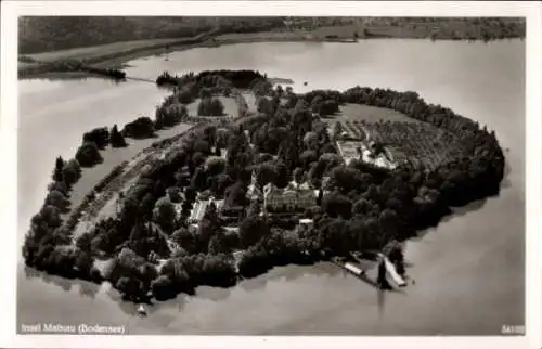 Ak Insel Mainau im Bodensee, Fliegeraufnahme der Insel