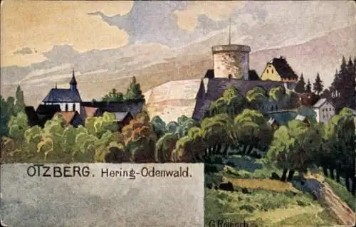 Künstler Ak Hering Otzberg im Odenwald, Schloss Otzberg