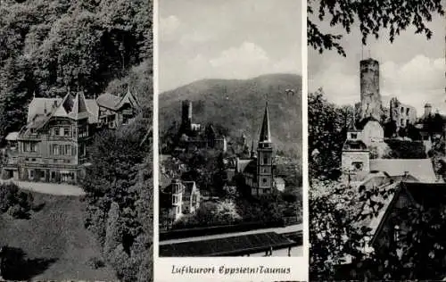 Ak Eppstein Hessen, Kirche, Ruine, Bahnhofsgaststätte, Inh. Paul Osterburg