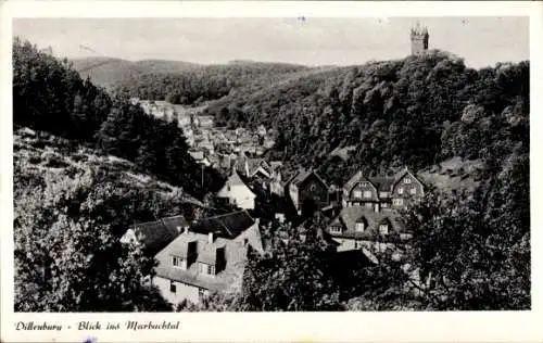 Ak Dillenburg in Hessen, Blick ins Marbachtal, Turm