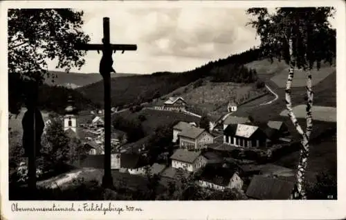 Ak Oberwarmensteinach Warmensteinach in Oberfranken, Teilansicht, Kreuz