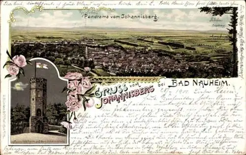 Mondschein Litho Johannisberg Bad Nauheim, Aussichtsturm