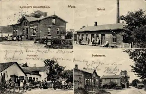 Ak Wees Schleswig Holstein, Schmiede, Dorfstraße, Meierei Lorenzen's Geschäftshaus