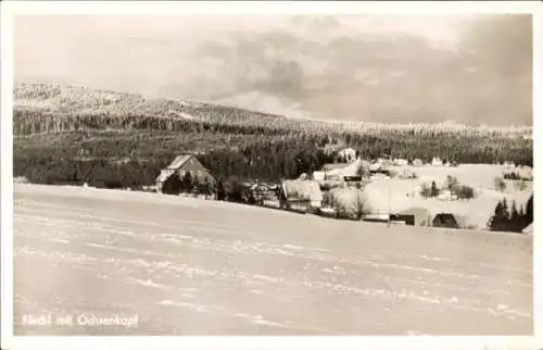 Ak Fleckl im Fichtelgebirge Warmensteinach Oberfranken, Winteransicht, Ochsenkopf