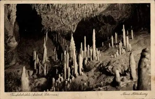 Ak Pottenstein in Oberfranken, Teufelshöhle, Neue Abteilung, Erschließer Forscher Dr. Prof. Brand