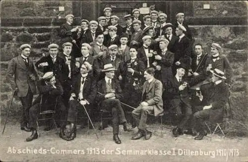Studentika Ak Dillenburg in Hessen, Abschieds-Commers 1913 der Seminarklasse I