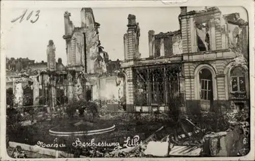 Foto Ak Lille Nord, nach der Beschießung, zerstörtes Gebäude