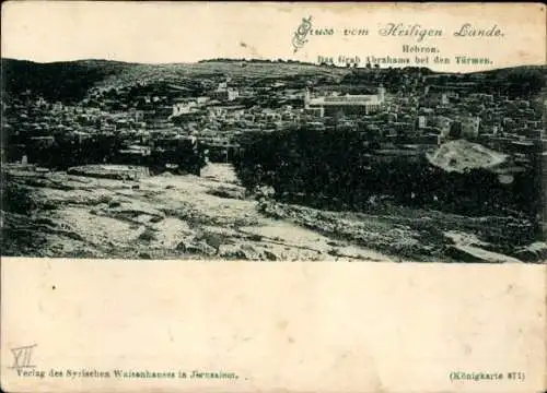 Ak Hebron Palästina, Grab Abrahams bei den Türmen