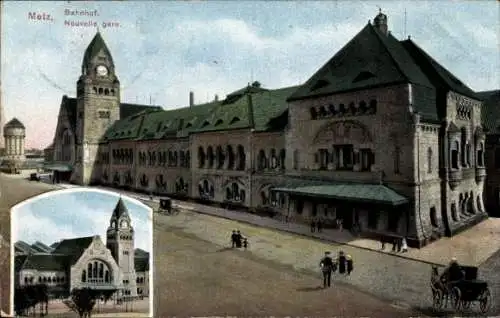 Ak Metz Moselle, Bahnhof, Straßenseite