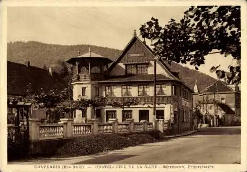 Ak Châtenois Kestenholz Elsass Bas Rhin, Hostellerie de la Gare