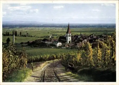 Ak Ammerschwihr Ammerschweier Haut Rhin, Kirche, Ort, Rheinebene